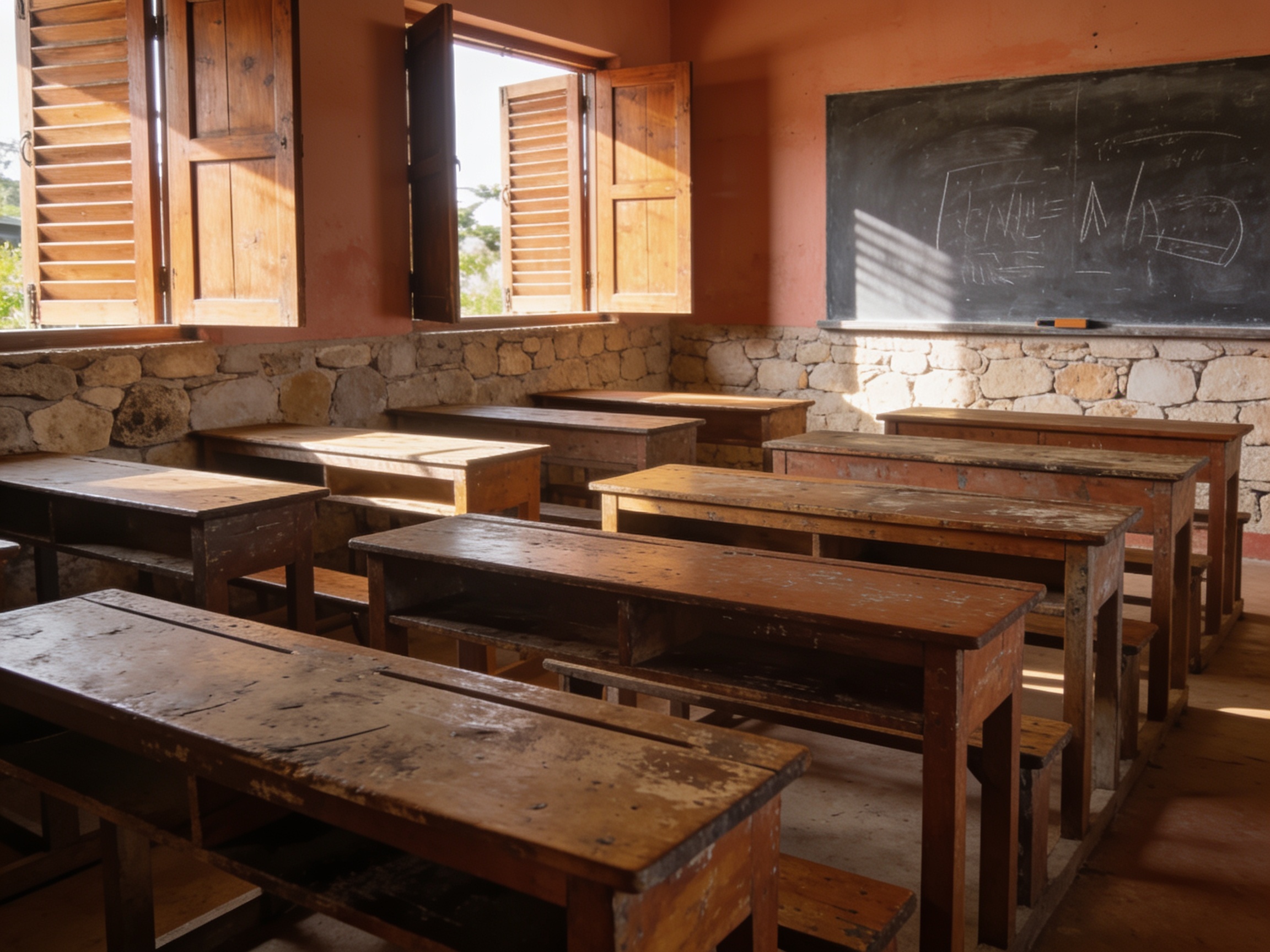 Klassenzimmer in warmem Morgenlicht